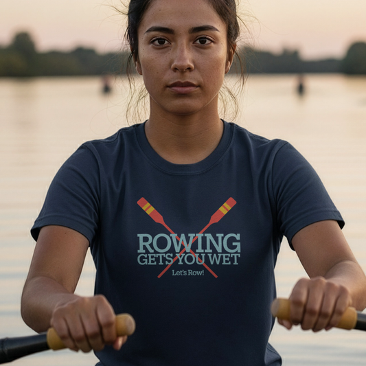 Rowing Gets You Wet — Crossed Oars Edition | Premium Rowing Tee
