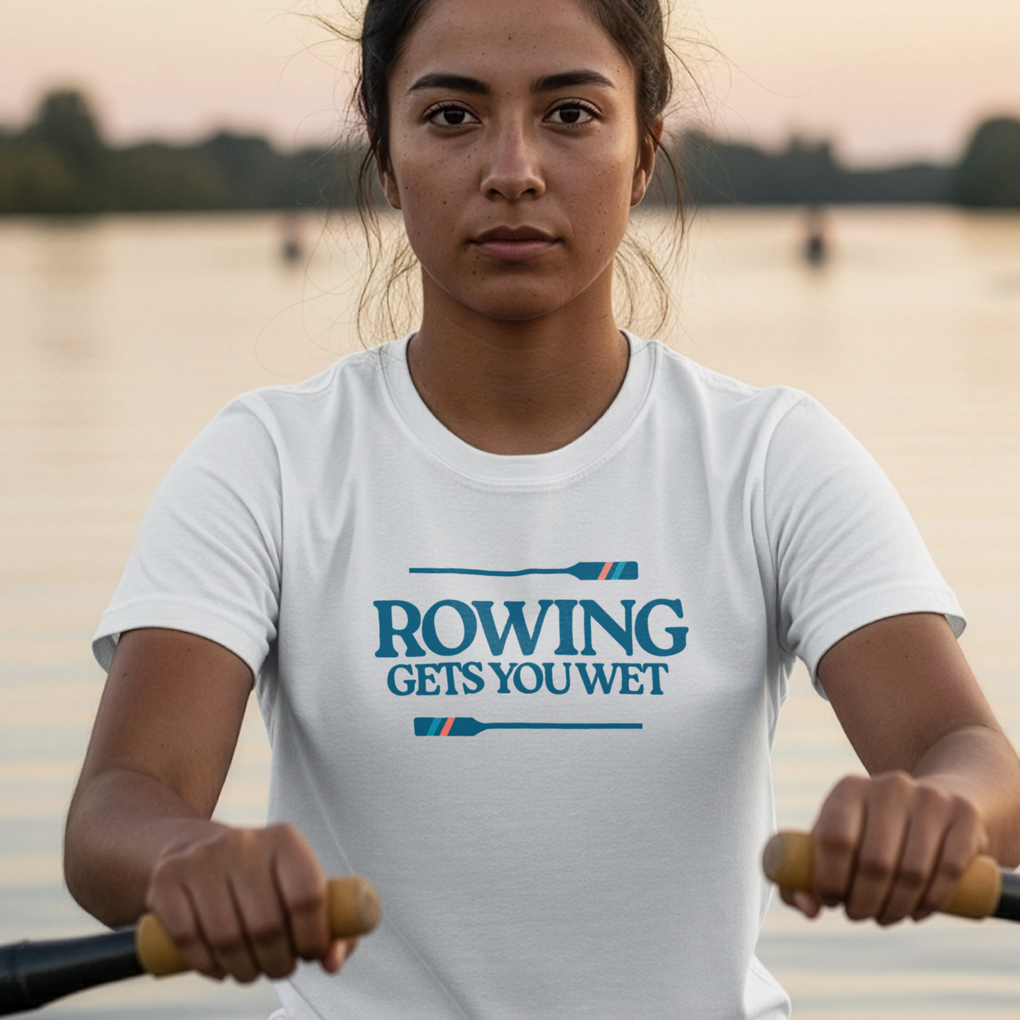 Rowing Gets You Wet — Stripe Oar Edition | Premium Rowing Tee