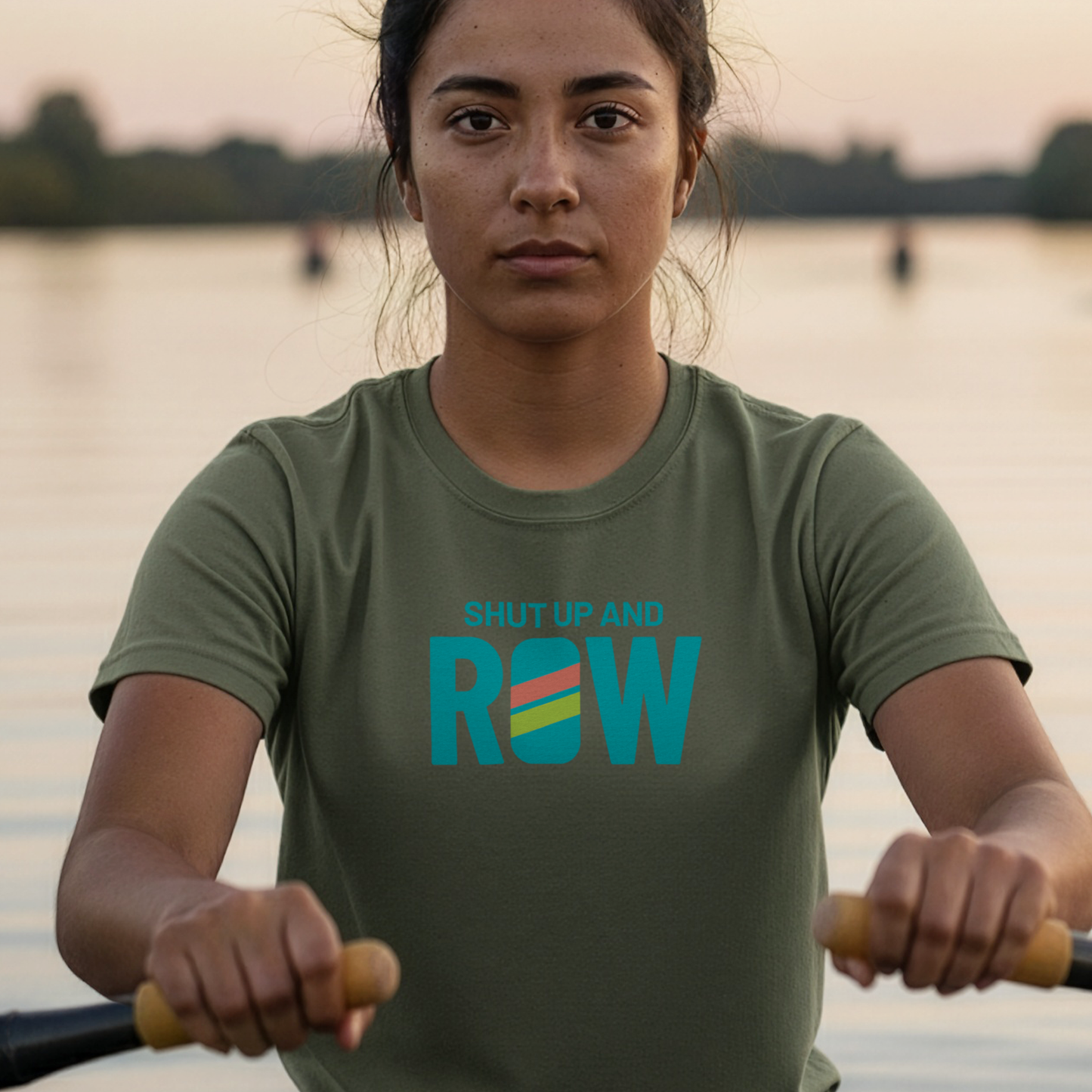 Shut Up and Row — Stripe Icon Edition | Premium Rowing Tee