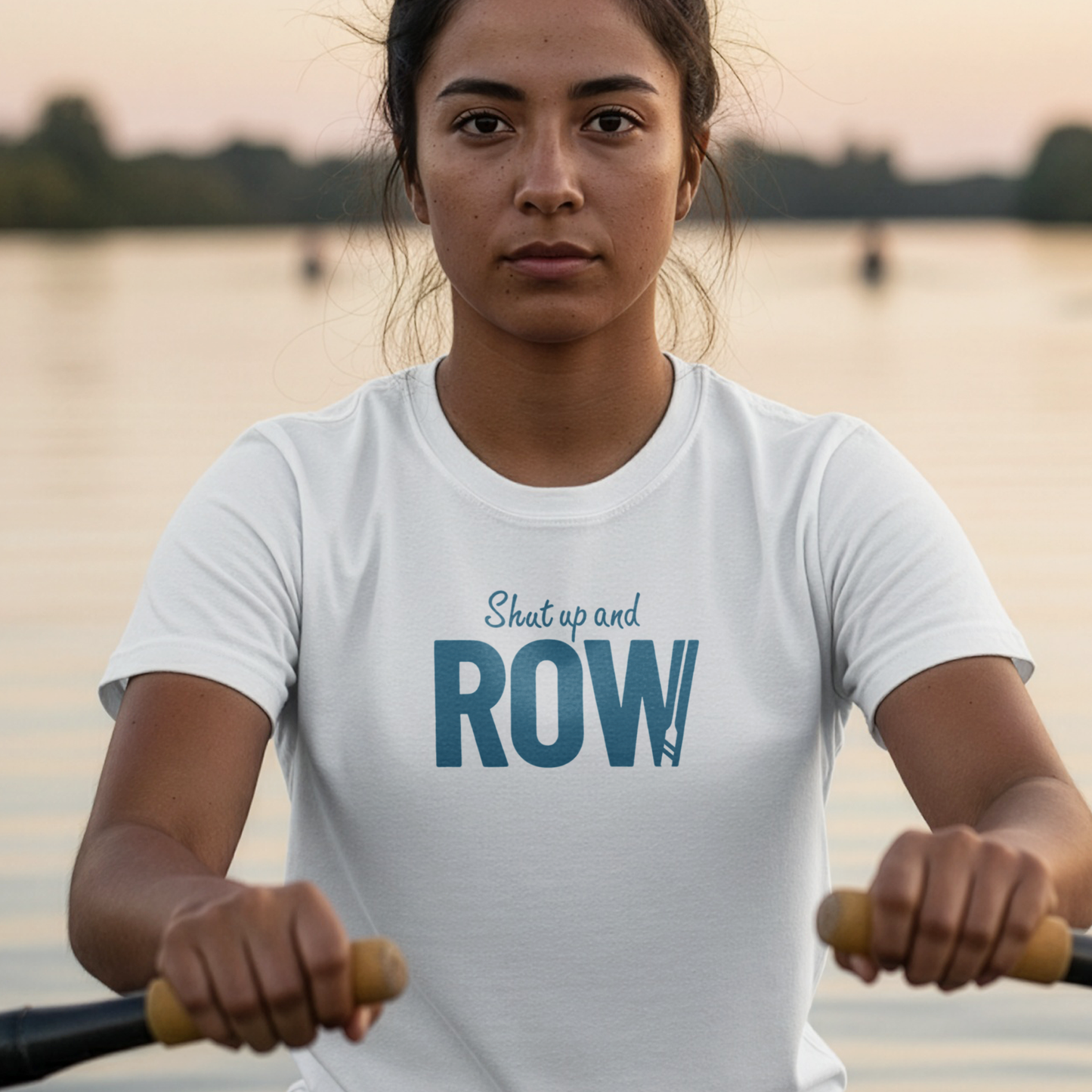 Shut Up and Row — Oar Script Edition | Premium Rowing Tee