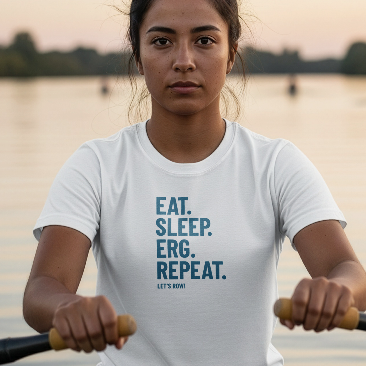 Eat Sleep Erg Repeat — Stacked Text Edition | Premium Rowing Tee