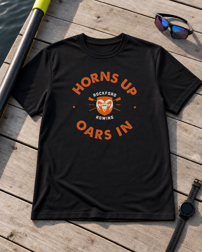Horns Up Oars In | Premium Rowing Tee - RR