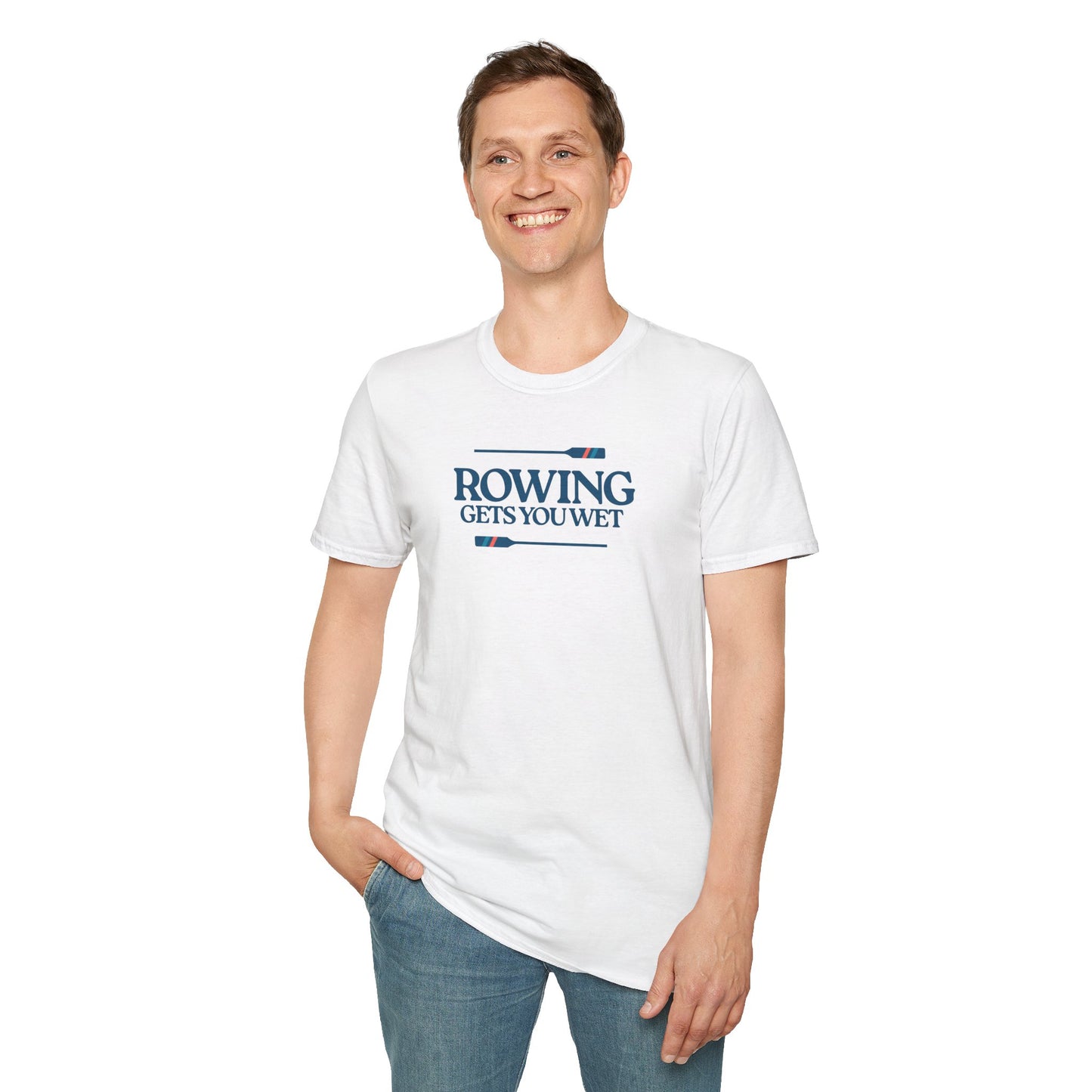 Rowing Gets You Wet — Stripe Oar Edition | Premium Rowing Tee